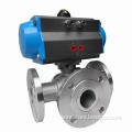 Pneumatic 3-way ball valve, L or T type port